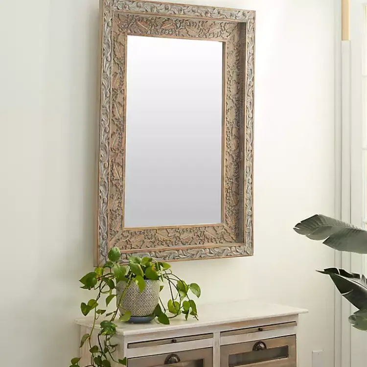 Kirklands Home Carved Floral Mango Wood Mirror Sale