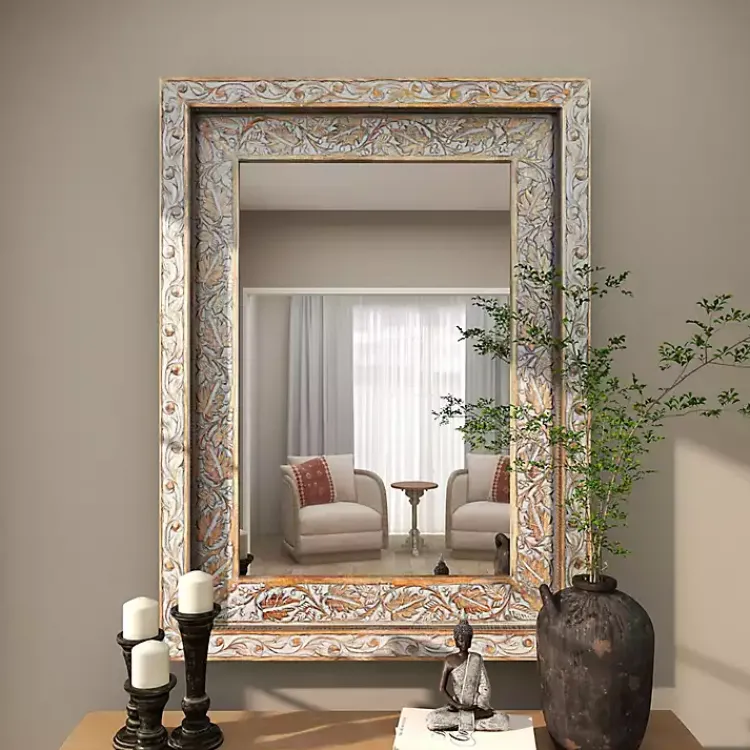 Kirklands Home Carved Floral Mango Wood Mirror Sale