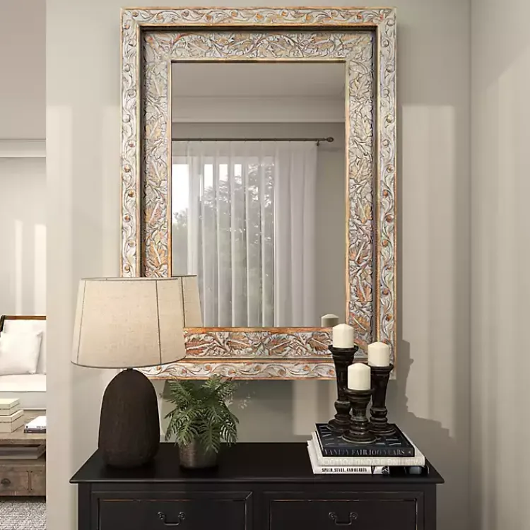Kirklands Home Carved Floral Mango Wood Mirror Sale