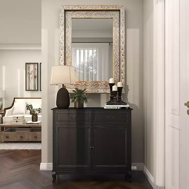 Kirklands Home Carved Floral Mango Wood Mirror Sale