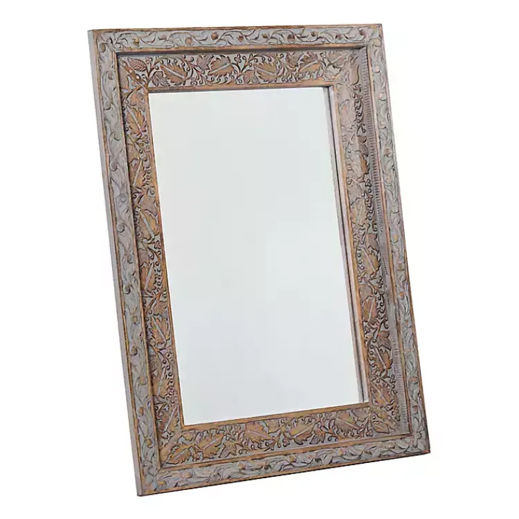 Kirklands Home Carved Floral Mango Wood Mirror Sale