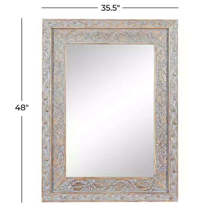 Kirklands Home Carved Floral Mango Wood Mirror Sale
