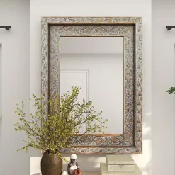 Kirklands Home Carved Floral Mango Wood Mirror Sale