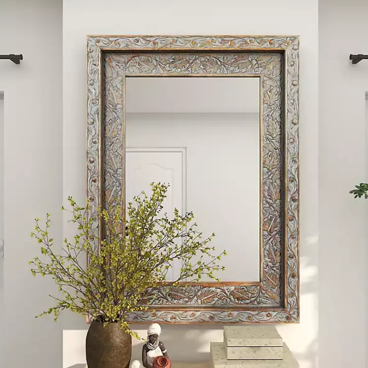 Kirklands Home Carved Floral Mango Wood Mirror Sale