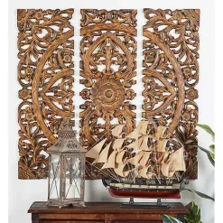 Kirklands Home Carved Mahogany 3-pc. Triptych Wall Panels Gold Online