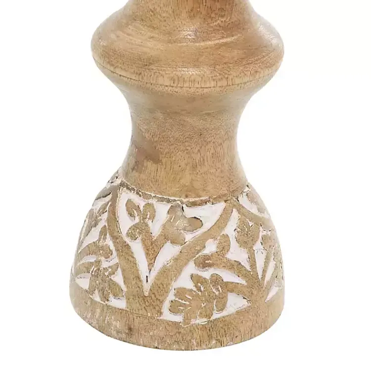 Candle Holders>Kirklands Home Carved Mango Wood Pillar Candle Holders, Set of 3 Brown