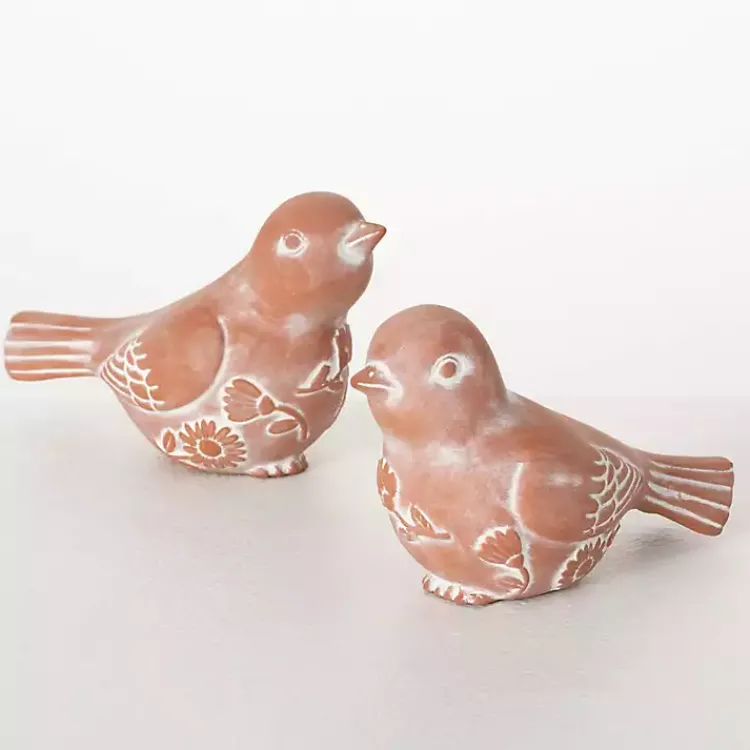 Statues & Figurines>Kirklands Home Carved Terracotta Bird Figurines, Set of 2