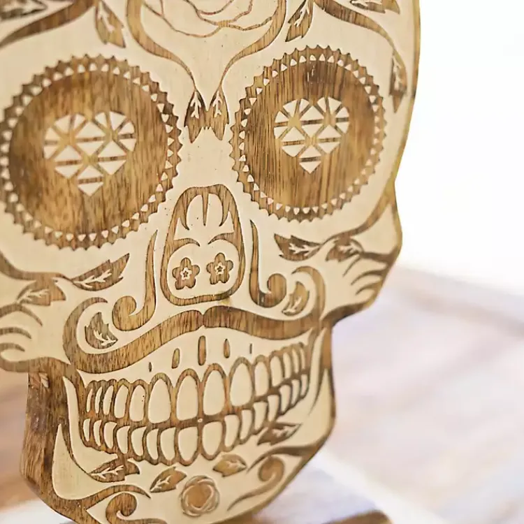 Halloween>Kirklands Home Carved Wooden Skull Statue