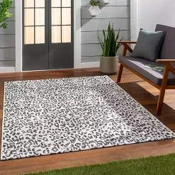 Kirklands Home Cauli Leopard Print Outdoor Rug, 4x5 Black Sale