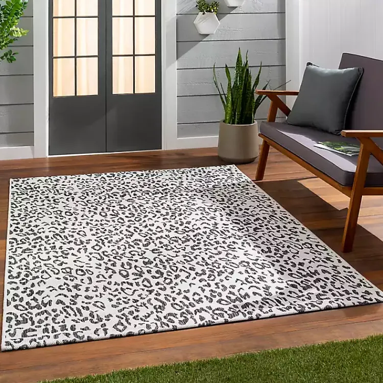 Kirklands Home Cauli Leopard Print Outdoor Rug, 4x5 Black Sale