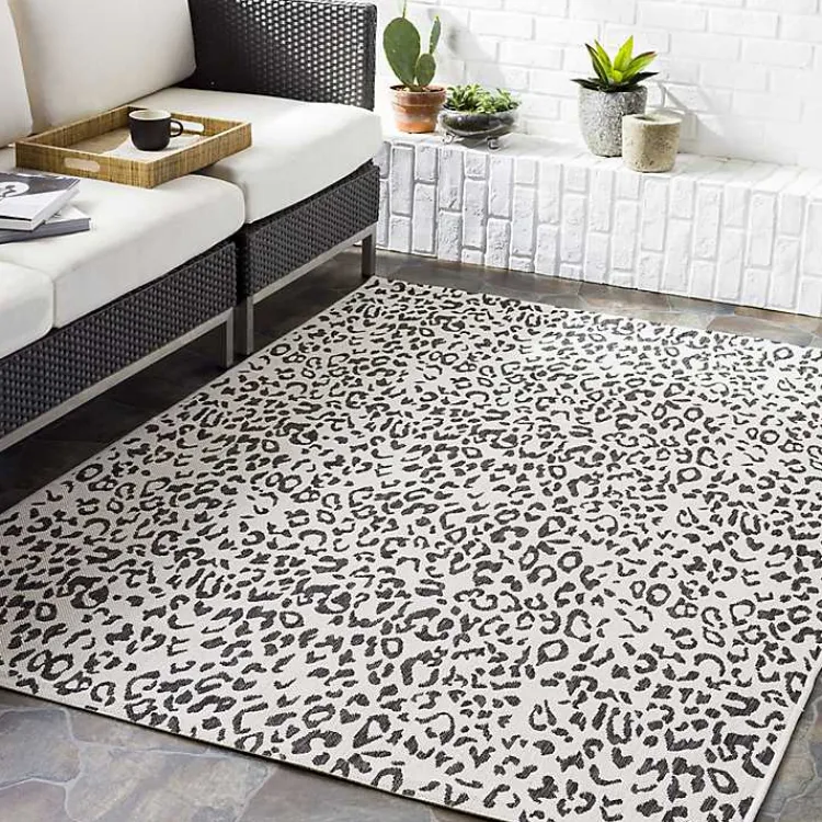 Kirklands Home Cauli Leopard Print Outdoor Rug, 4x5 Black Sale