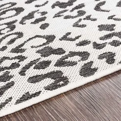 Kirklands Home Cauli Leopard Print Outdoor Rug, 5x7 Black Best