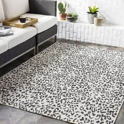 Kirklands Home Cauli Leopard Print Outdoor Rug, 5x7 Black Best