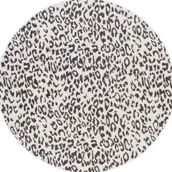 Kirklands Home Cauli Leopard Print Round Outdoor Rug, 7 ft. Black