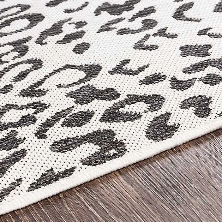 Kirklands Home Cauli Leopard Print Outdoor Rug, 6x6 Black Outlet