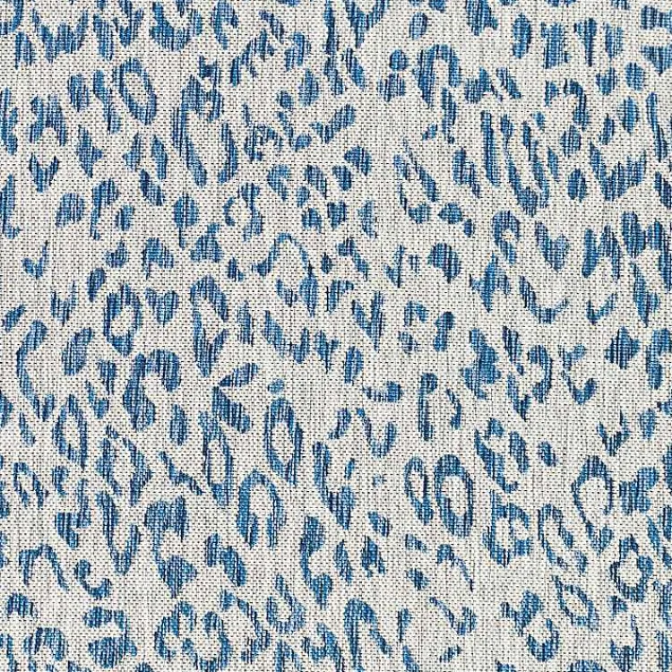 Kirklands Home Cauli Leopard Print Outdoor Rug, 4x5 Blue Clearance