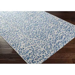Kirklands Home Cauli Leopard Print Outdoor Rug, 4x5 Blue Clearance