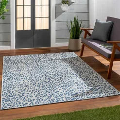 Kirklands Home Cauli Leopard Print Outdoor Rug, 5x7 Blue