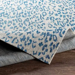 Kirklands Home Cauli Leopard Print Outdoor Runner Rug, 2x12 Blue Clearance