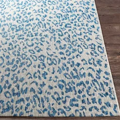 Kirklands Home Cauli Leopard Print Outdoor Rug, 6x6 Blue