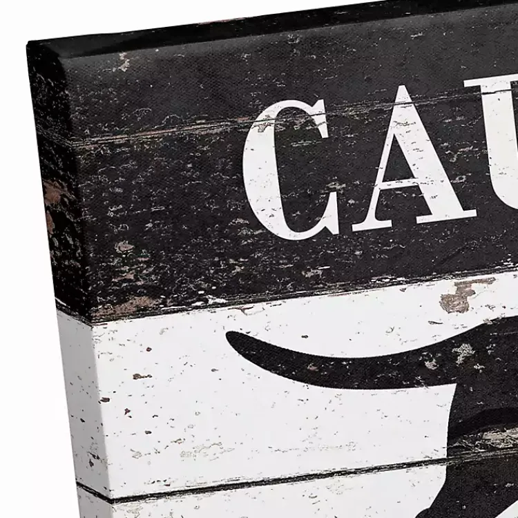 Halloween>Kirklands Home Caution Black Cat Crossing Halloween Canvas Print