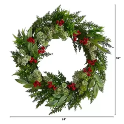 Christmas Wreaths>Kirklands Home Cedar and Eucalyptus Berry Wreath