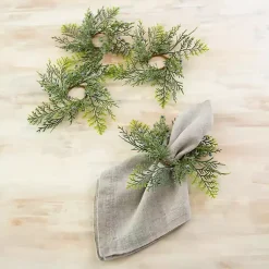 Christmas Dining & Entertaining>Kirklands Home Cedar Top Napkin Rings, Set of 4 Green
