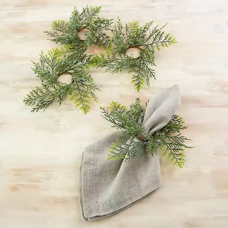 Christmas Dining & Entertaining>Kirklands Home Cedar Top Napkin Rings, Set of 4 Green