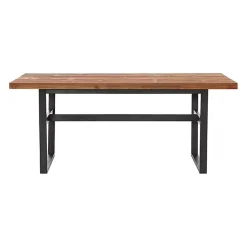 Kirklands Home Cedar Wood and Black Metal Dining Table Brown Hot