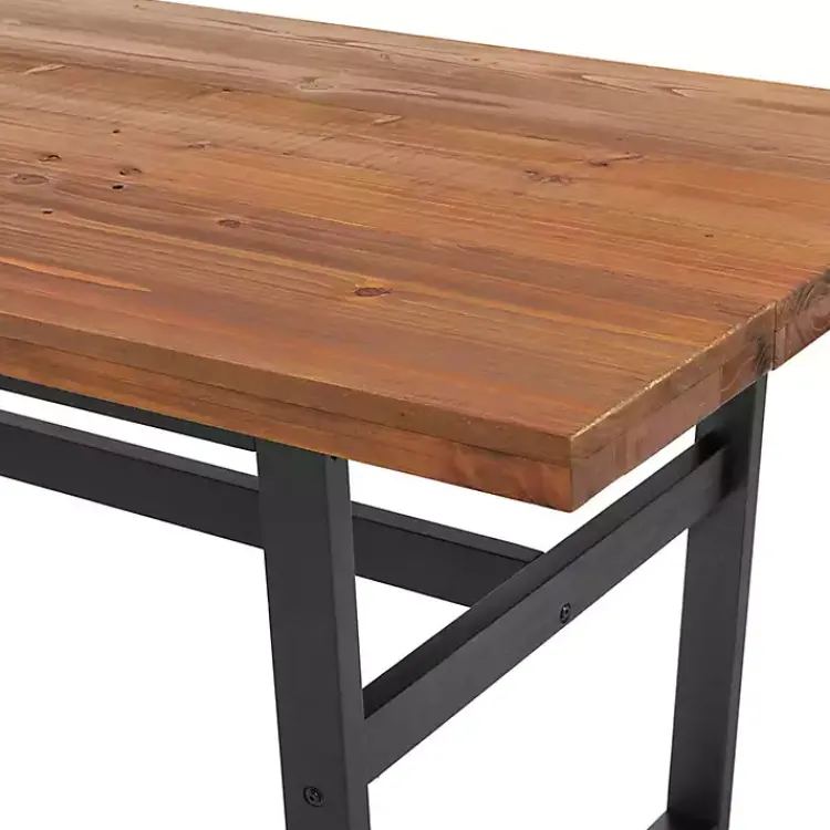 Kirklands Home Cedar Wood and Black Metal Dining Table Brown Hot