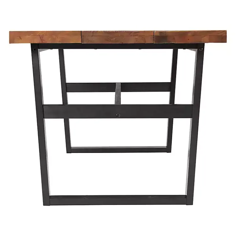 Kirklands Home Cedar Wood and Black Metal Dining Table Brown Hot