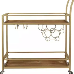 Kirklands Home Celeste Gold Metal and Wood Bar Cart New