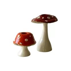 Candle Holders>Kirklands Home Ceramic Mushroom Taper Candle Holders, Set of 2