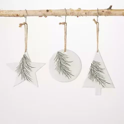 Christmas Ornaments>Kirklands Home Ceramic Pine Icon Christmas Ornaments, Set of 3