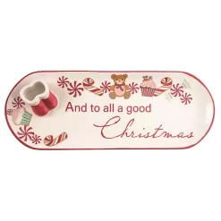 Christmas Dining & Entertaining>Kirklands Home Ceramic Santa Boots Christmas Serving Tray