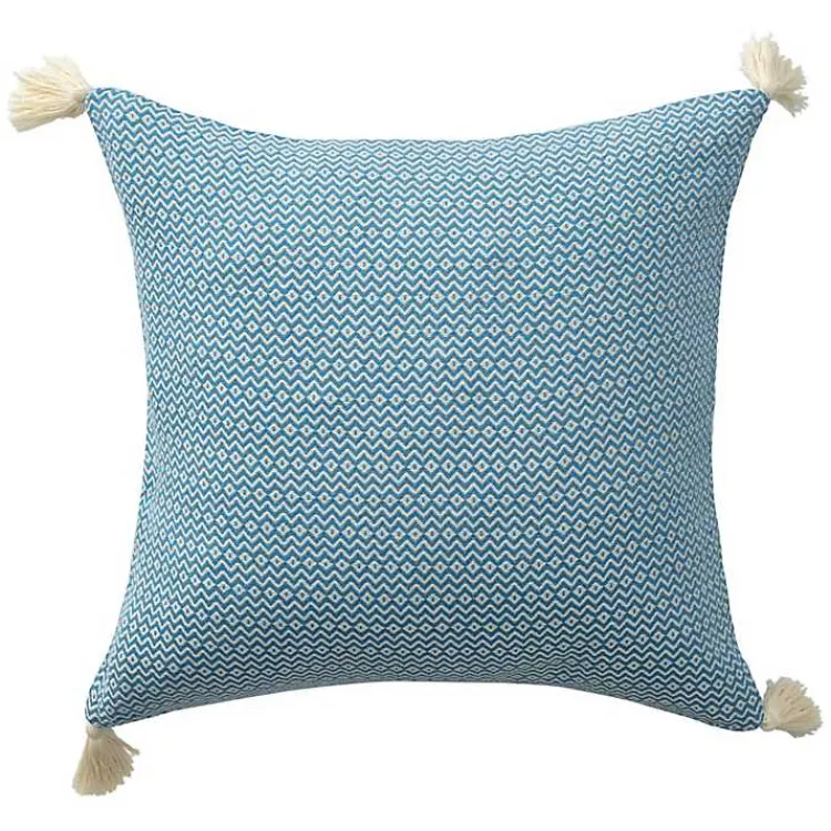 Pillows>Kirklands Home Cerulean Chevron Organic Cotton Throw Pillow Blue