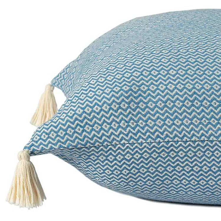 Pillows>Kirklands Home Cerulean Chevron Organic Cotton Throw Pillow Blue