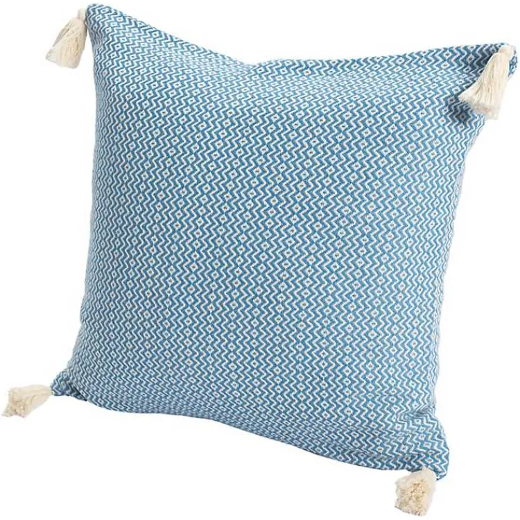 Pillows>Kirklands Home Cerulean Chevron Organic Cotton Throw Pillow Blue