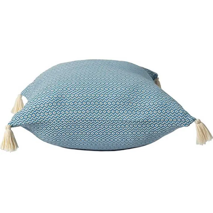 Pillows>Kirklands Home Cerulean Chevron Organic Cotton Throw Pillow Blue