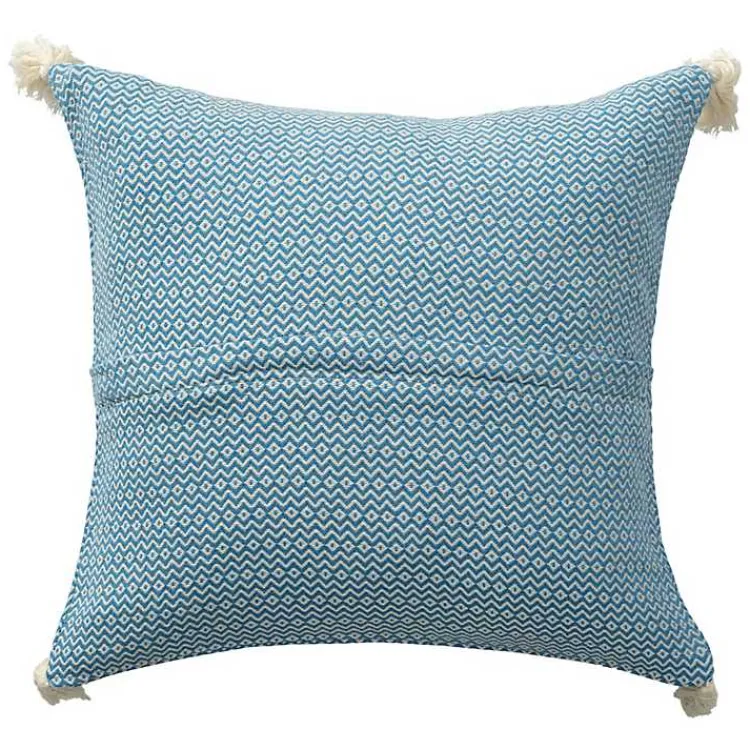Pillows>Kirklands Home Cerulean Chevron Organic Cotton Throw Pillow Blue