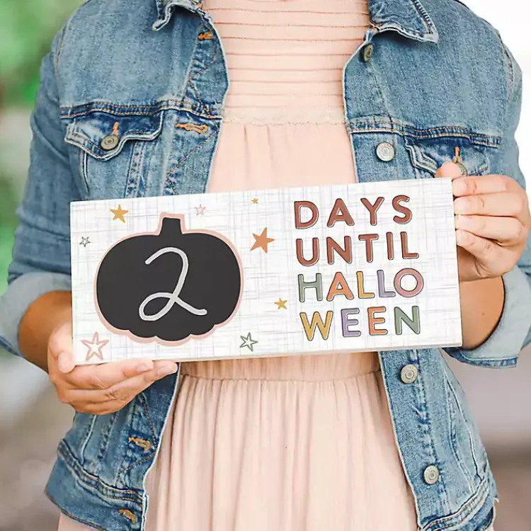 Halloween>Kirklands Home Chalk Halloween Tabletop Countdown White