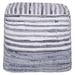 Poufs & Floor Cushions>Kirklands Home Chambray Woven Stripe Cotton Pouf