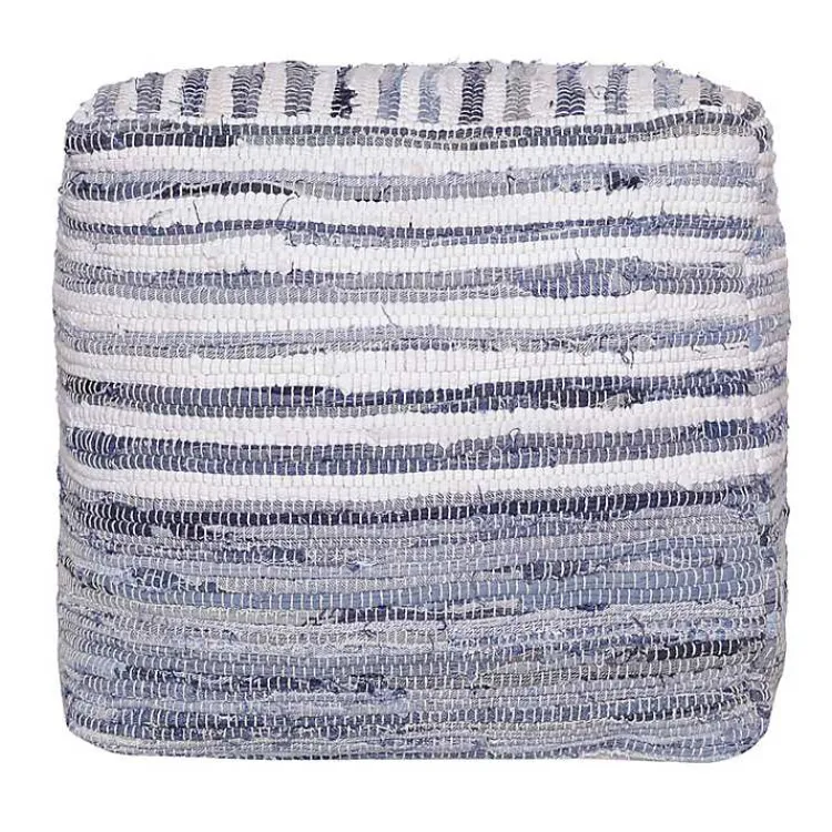 Poufs & Floor Cushions>Kirklands Home Chambray Woven Stripe Cotton Pouf