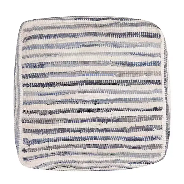 Poufs & Floor Cushions>Kirklands Home Chambray Woven Stripe Cotton Pouf