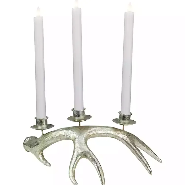 Christmas Decorations>Kirklands Home Champagne Deer Antler Taper Candle Holder Silver