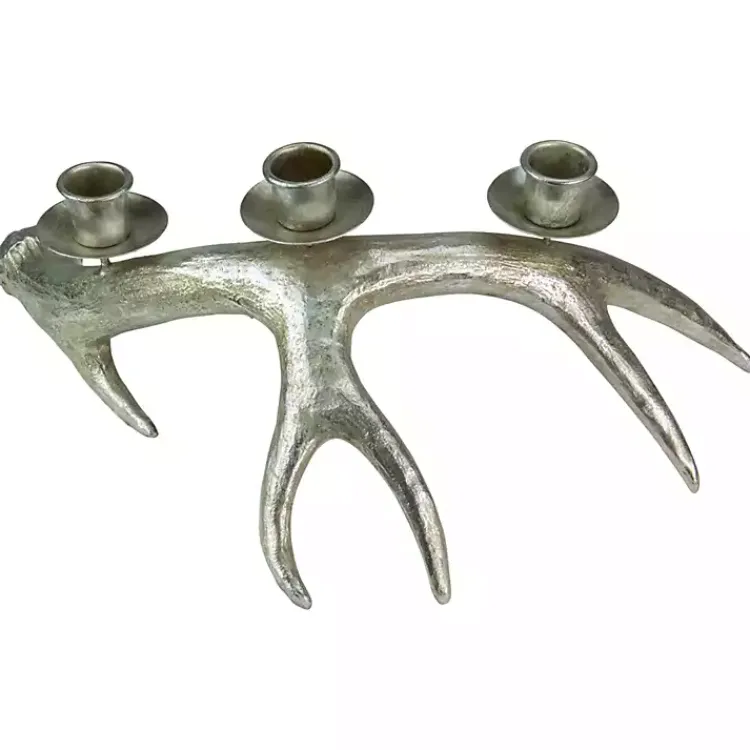 Christmas Decorations>Kirklands Home Champagne Deer Antler Taper Candle Holder Silver