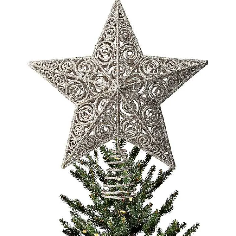 Christmas Tree Decorations>Kirklands Home Champagne Glitter Classic Star Tree Topper