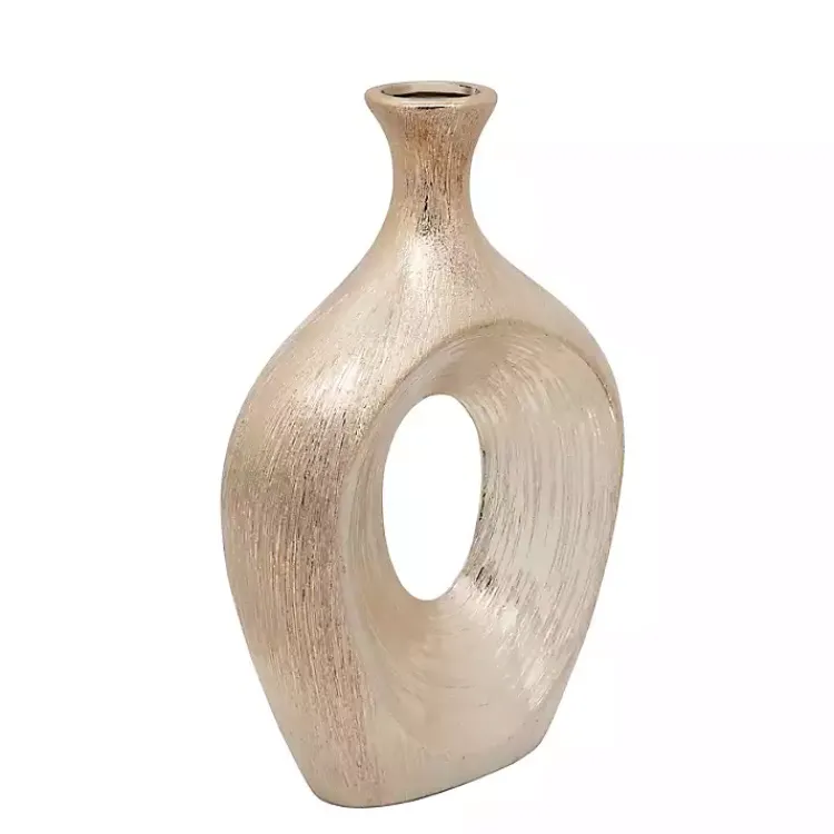 Vases>Kirklands Home Champagne Ceramic Cut-Out Vase, 13 in. Gold