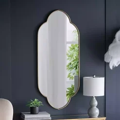 Kirklands Home Champagne Gold Long Quatrefoil Mirror Best