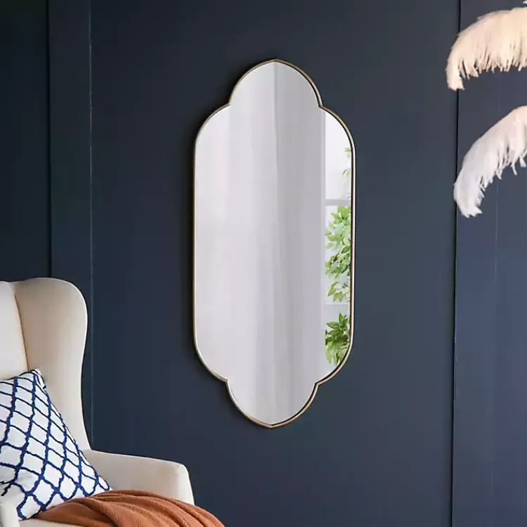 Kirklands Home Champagne Gold Long Quatrefoil Mirror Best